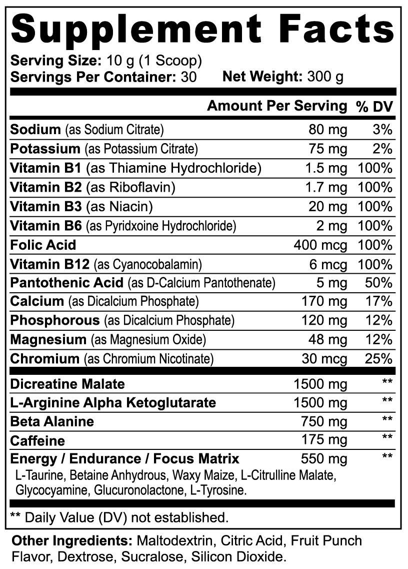Nitric Shock Pre-Entrenamiento en Polvo (Ponche de Frutas)