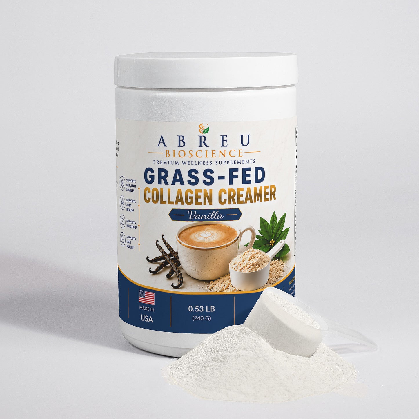 Crema de Colágeno de Ganado Alimentado con Pasto (Vainilla)