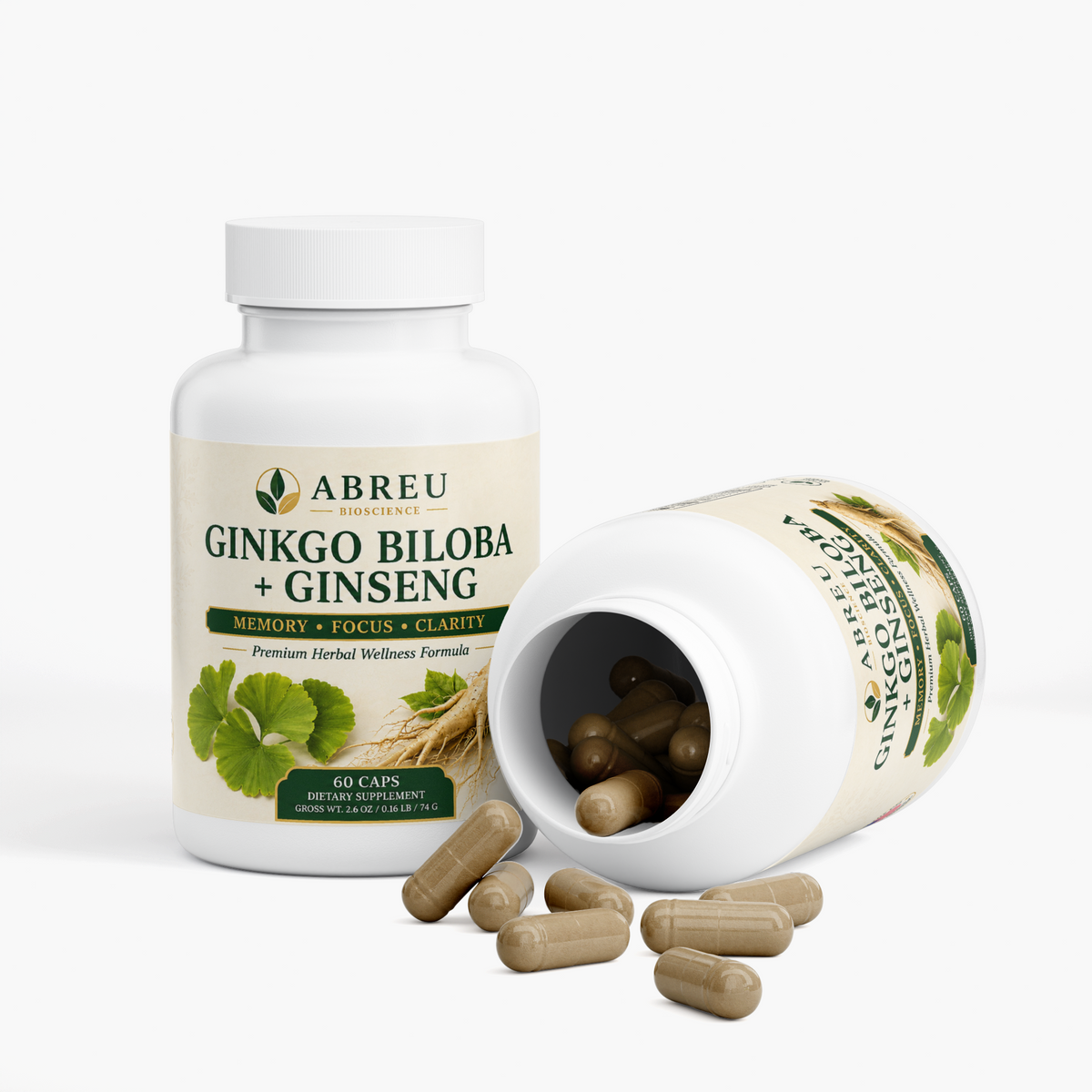 Red Asian Ginseng & Ginkgo Biloba: Mental Performance & Focus Blend by Abreu BioScience