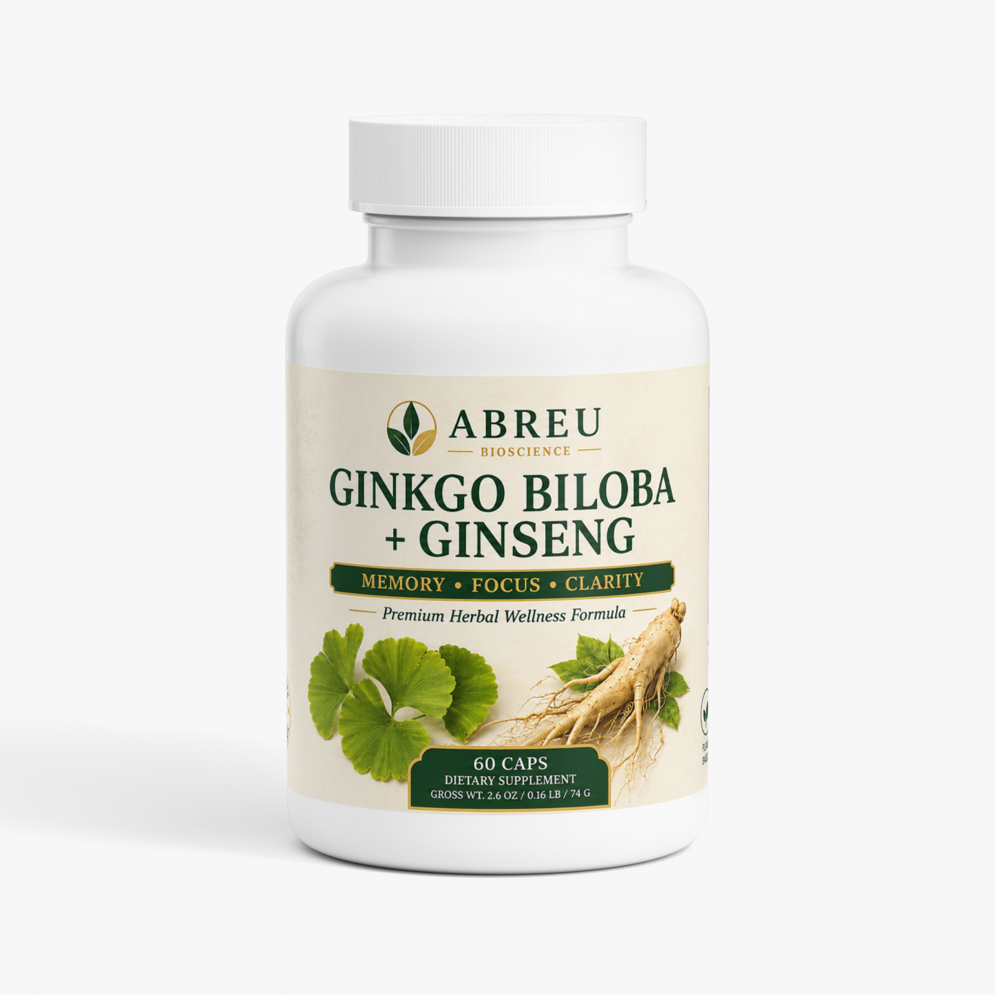 Red Asian Ginseng & Ginkgo Biloba: Mental Performance & Focus Blend by Abreu BioScience