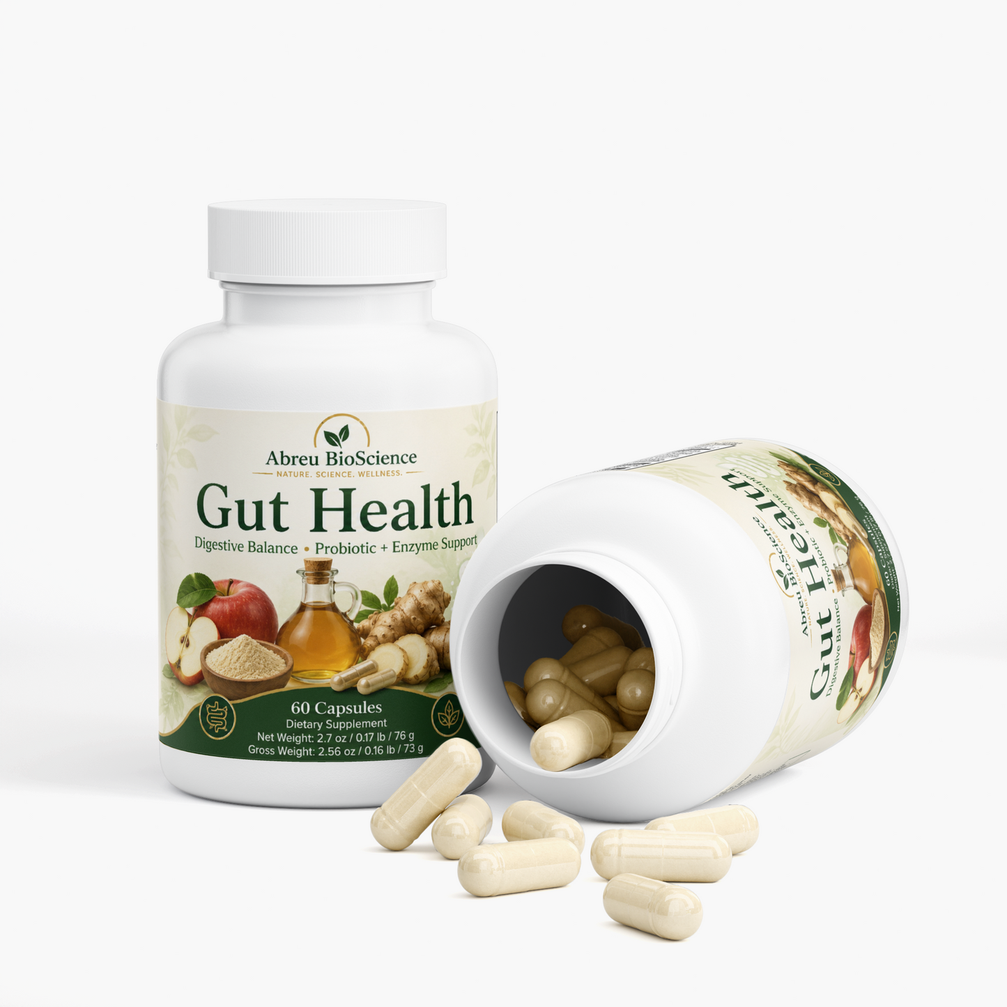 Organic Apple Cider Vinegar & Digestive Enzymes: Gut Health & Metabolism Blend by Abreu BioScience