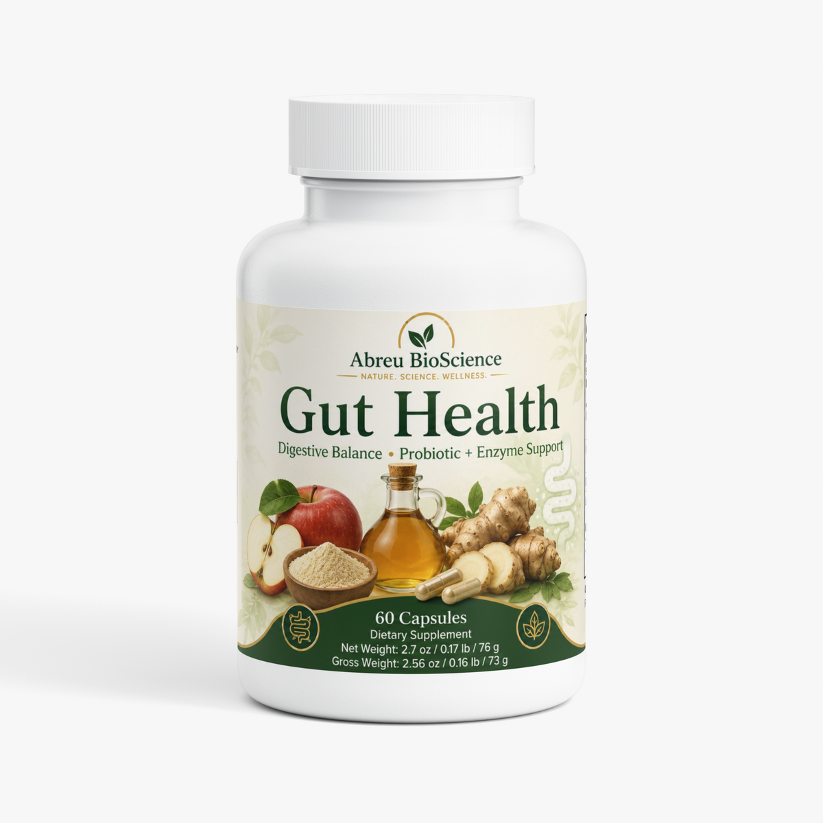 Organic Apple Cider Vinegar & Digestive Enzymes: Gut Health & Metabolism Blend by Abreu BioScience