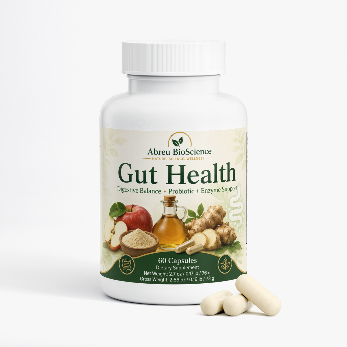 Organic Apple Cider Vinegar & Digestive Enzymes: Gut Health & Metabolism Blend by Abreu BioScience