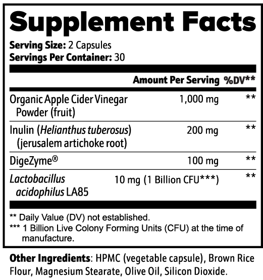 Organic Apple Cider Vinegar & Digestive Enzymes: Gut Health & Metabolism Blend by Abreu BioScience